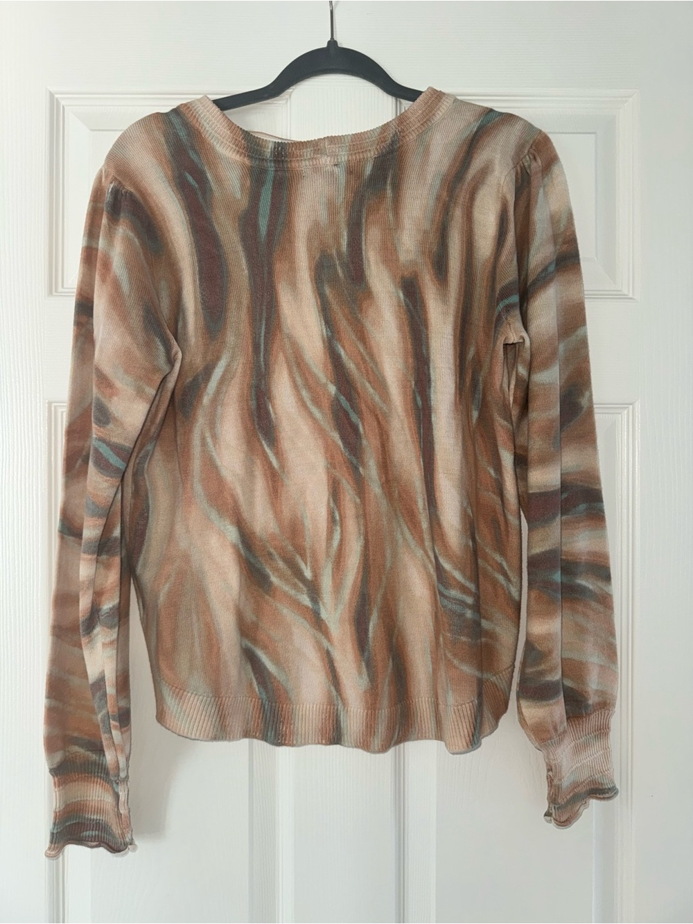 Democracy Abstract Tie-Dye Crewneck Sweatshirt in Brown and Blue - Picture 3 of 5